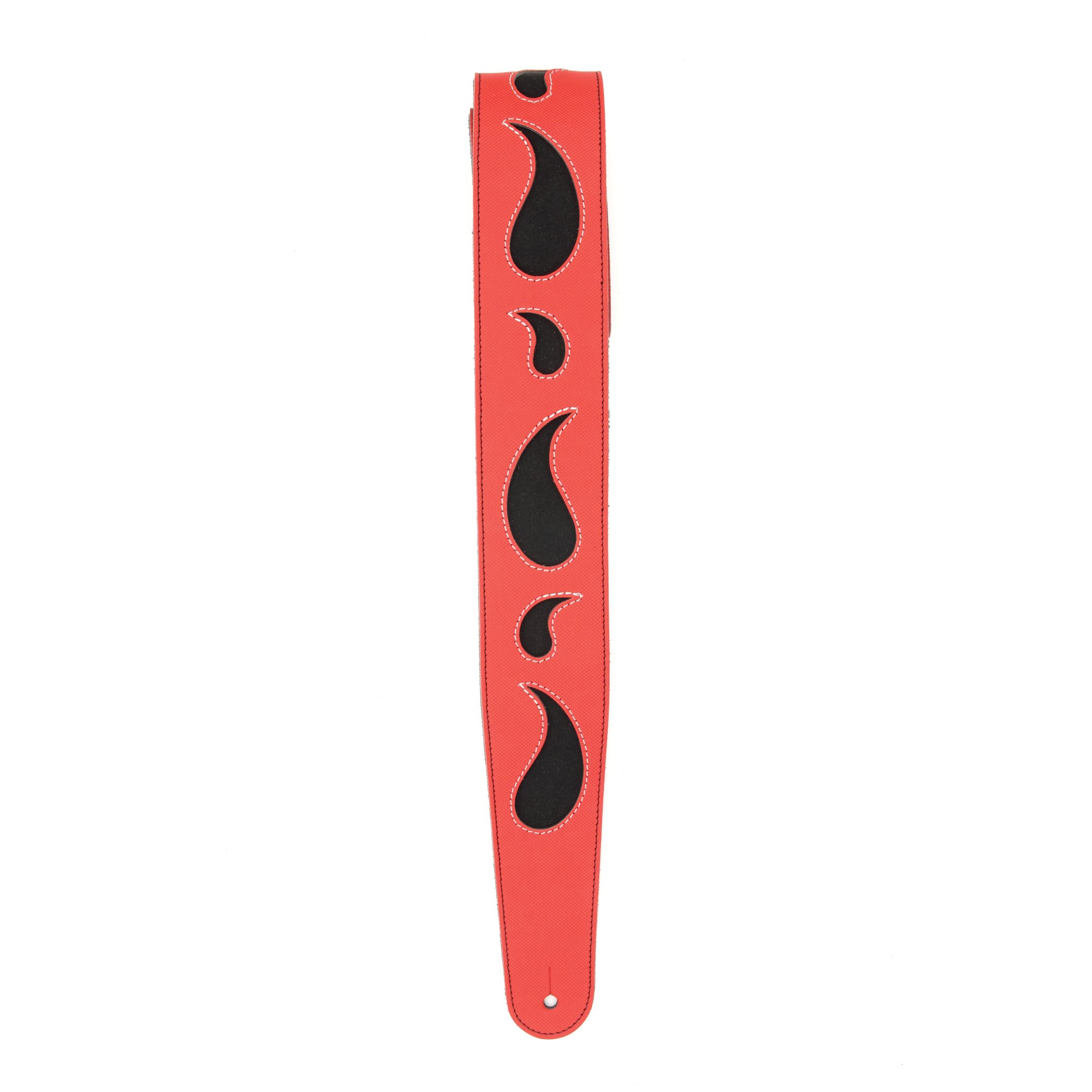D'Addario Accessories Planet Waves L25W1412 2.5-Inch Leather Guitar Strap, Paisley Window - Red with Black - Image 3