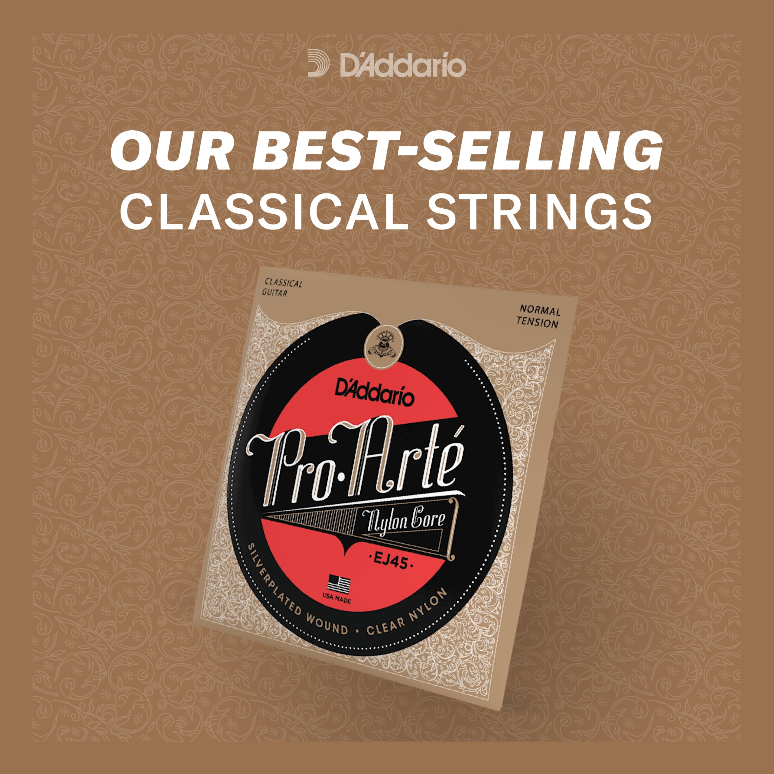 D'Addario Guitar Strings - Pro-Arte Classical Guitar Strings - EJ46C - Nylon Guitar Strings - Silver Plated Wrap, Composite Core, Clear Nylon Trebles - Hard Tension - Image 3