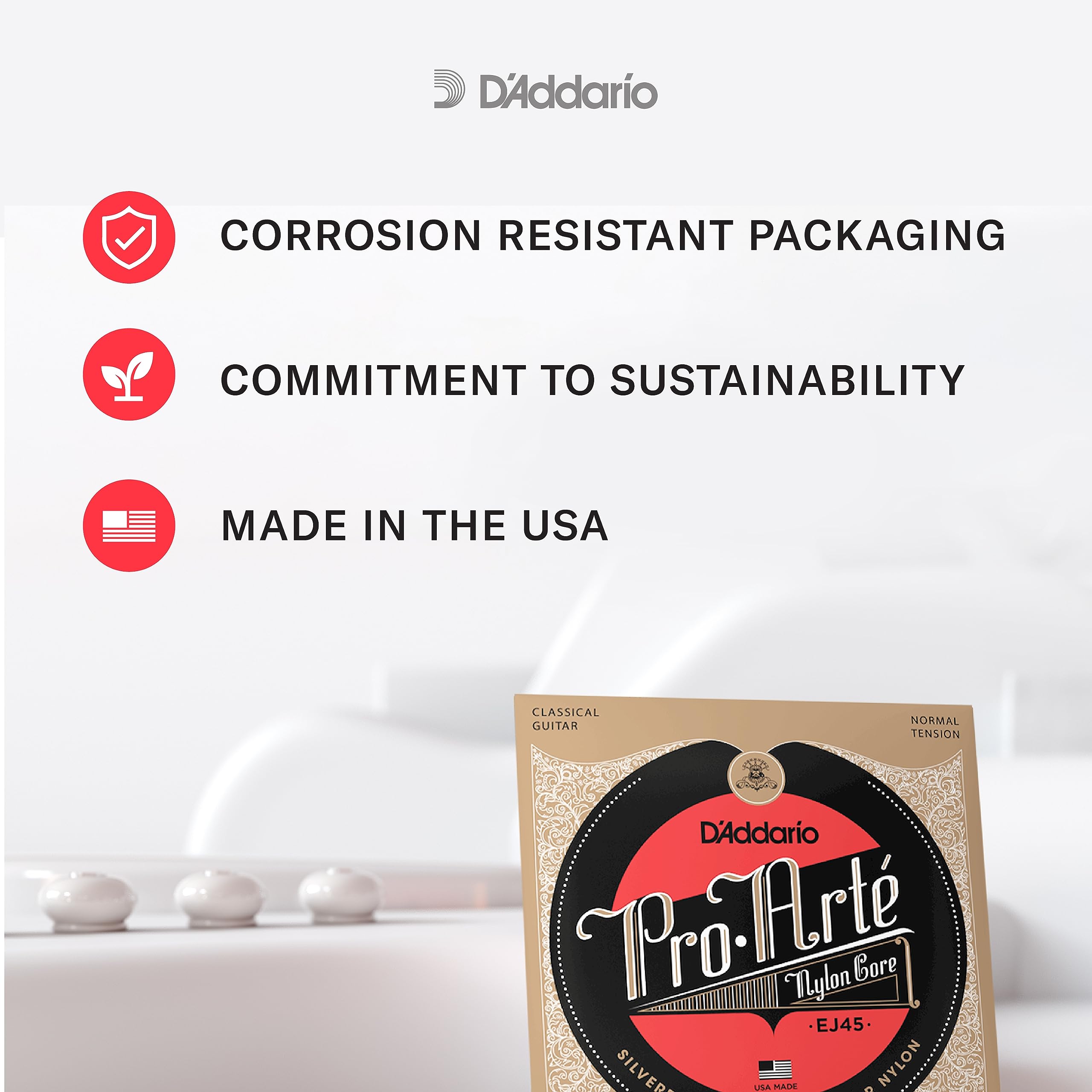 D'Addario Guitar Strings - Pro-Arte Classical Guitar Strings - EJ46C - Nylon Guitar Strings - Silver Plated Wrap, Composite Core, Clear Nylon Trebles - Hard Tension - Image 6