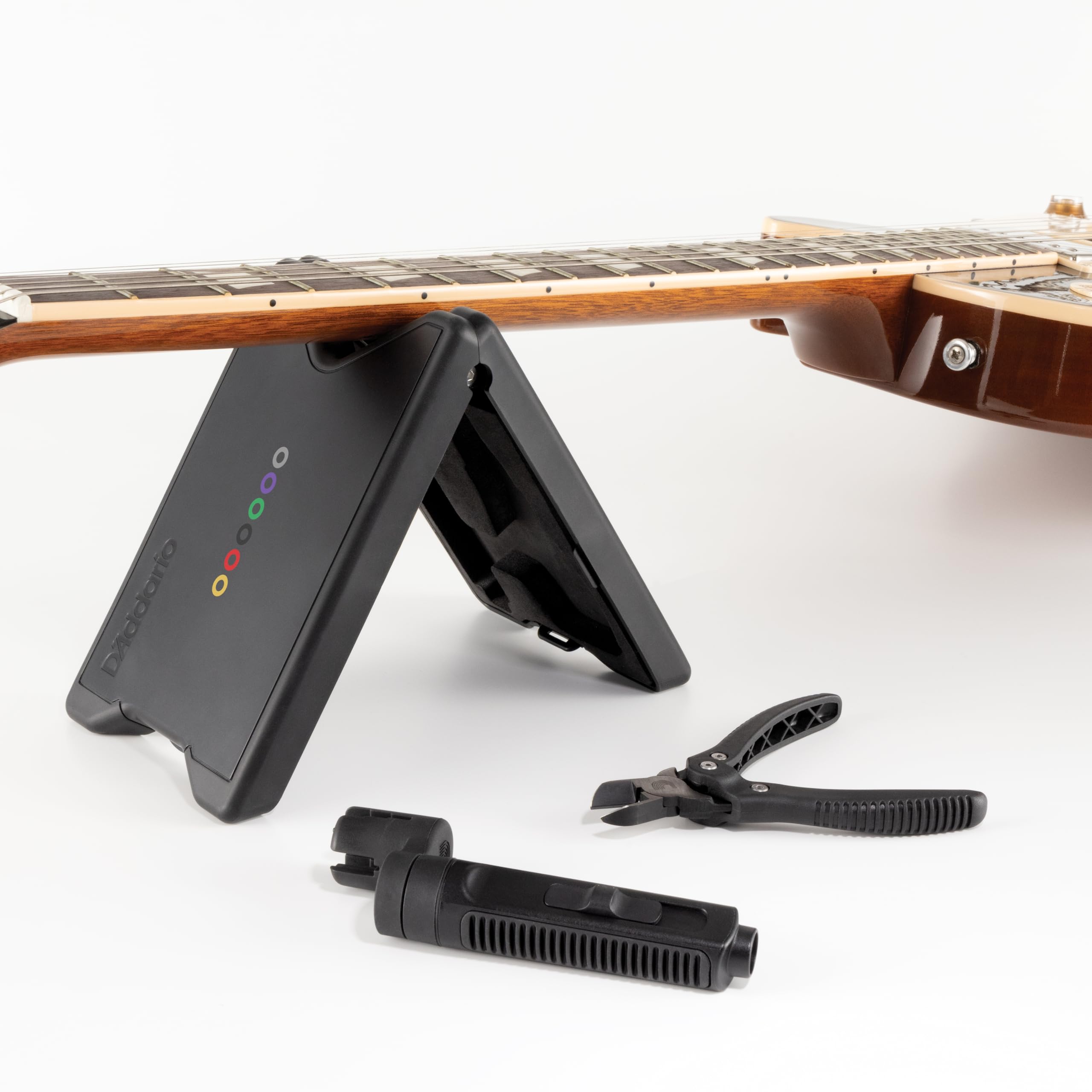 D'Addario Tour Grade Guitar String Changing Kit – Peg Winder/Bridge Pin Puller Tool, Cutter & Storage Case with Built-In Neck Rest – Tools for Setup, Repair, Maintenance - Image 5