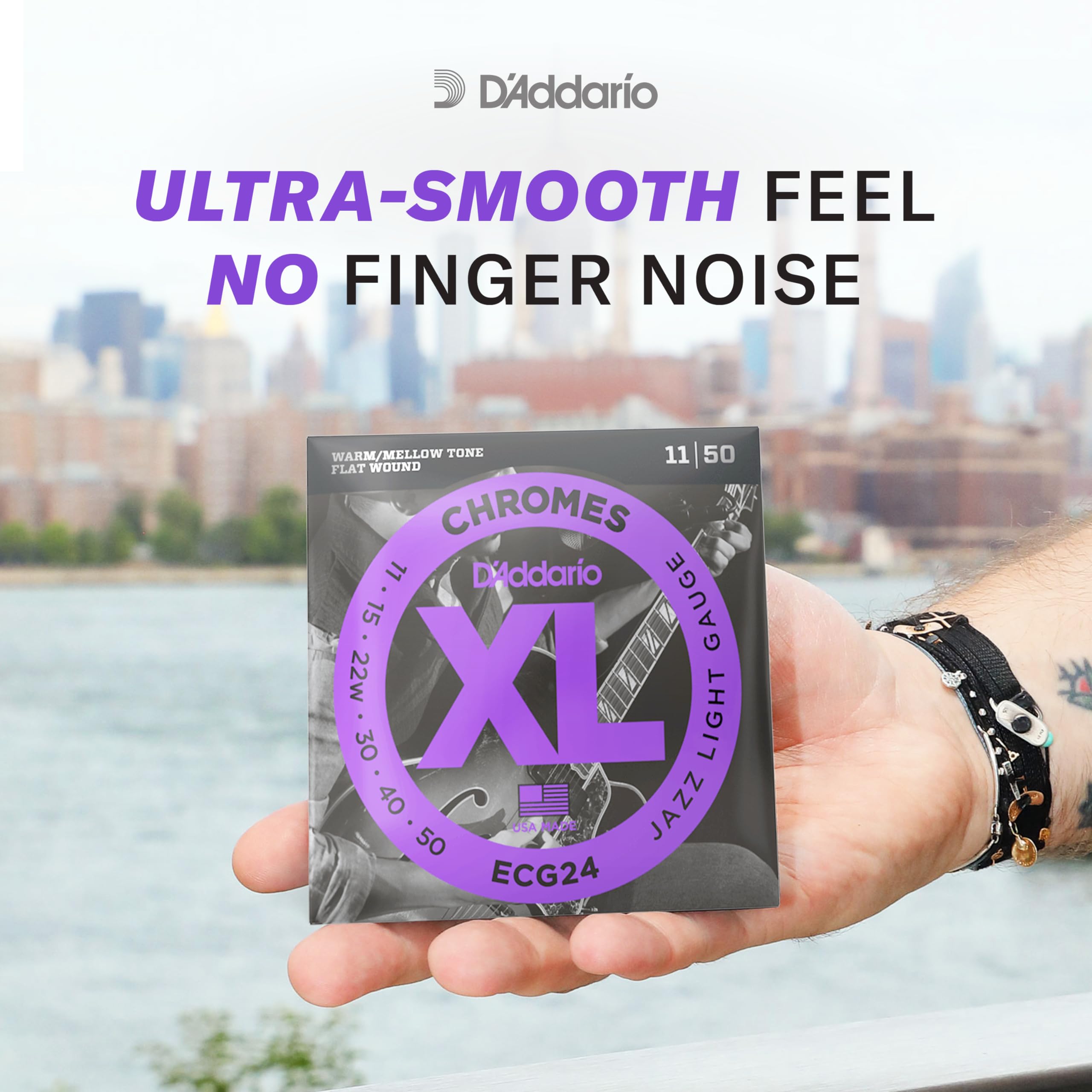 D'Addario Guitar Strings - XL Chromes Electric Guitar Strings - Flat Wound - Polished for Ultra-Smooth Feel and Warm, Mellow Tone - ECG24 - Jazz Light, 11-50, 1-Pack - Image 6